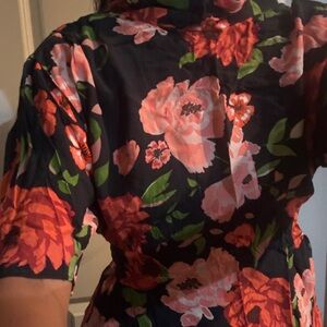 Zara Floral Blouse - Black and Pink, nwot, unworn